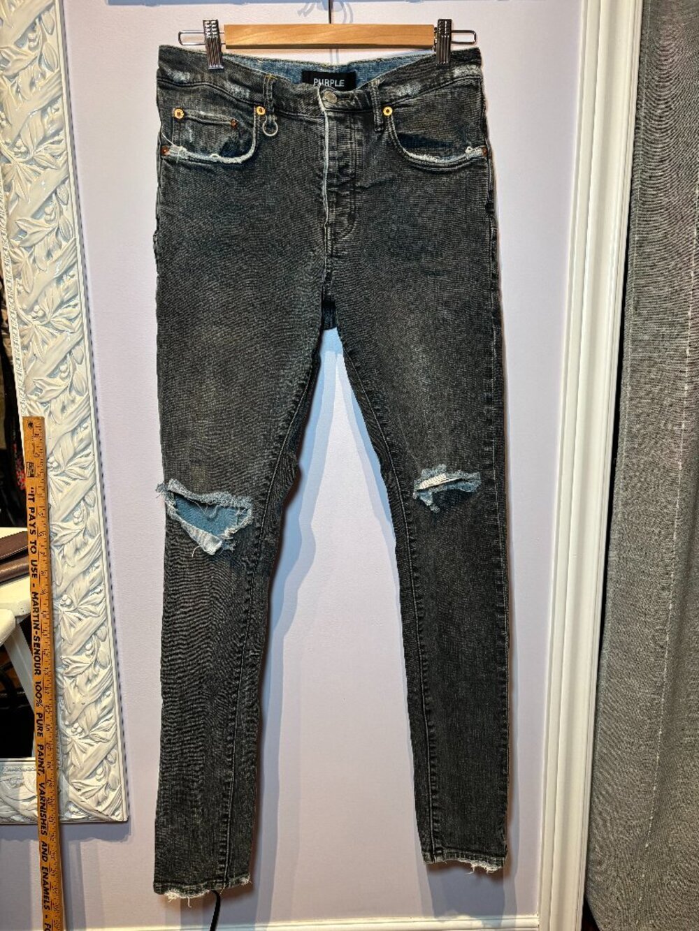 PURPLE Men’s Brand Slim Fit Edgy Rocker Wash Low Rise Jeans NEW Size 30